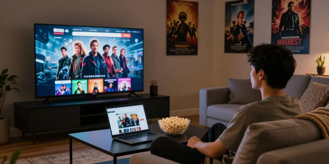 Experience the latest releases on Movies 4u in a cozy living room setting, perfect for movie nights.