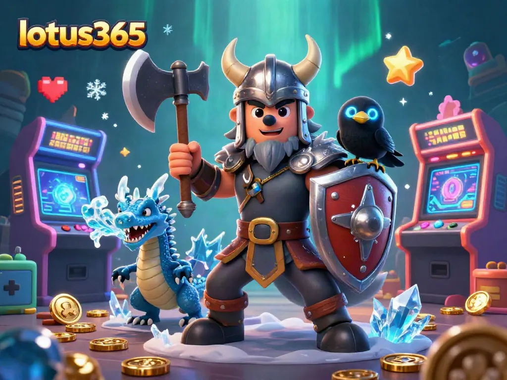 Bet on thrilling matches with lotus365, featuring an epic Viking wolf warrior and a fierce dragon.