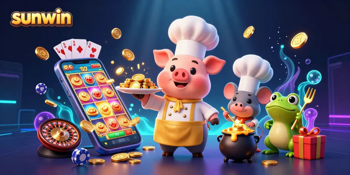 Experience sunwin's vibrant gaming scene with lively characters and exciting casino elements