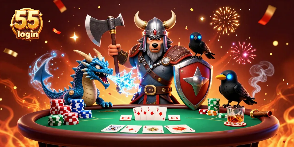 Engage with 55 club login while experiencing poker excitement with vibrant characters and dynamic casino elements.