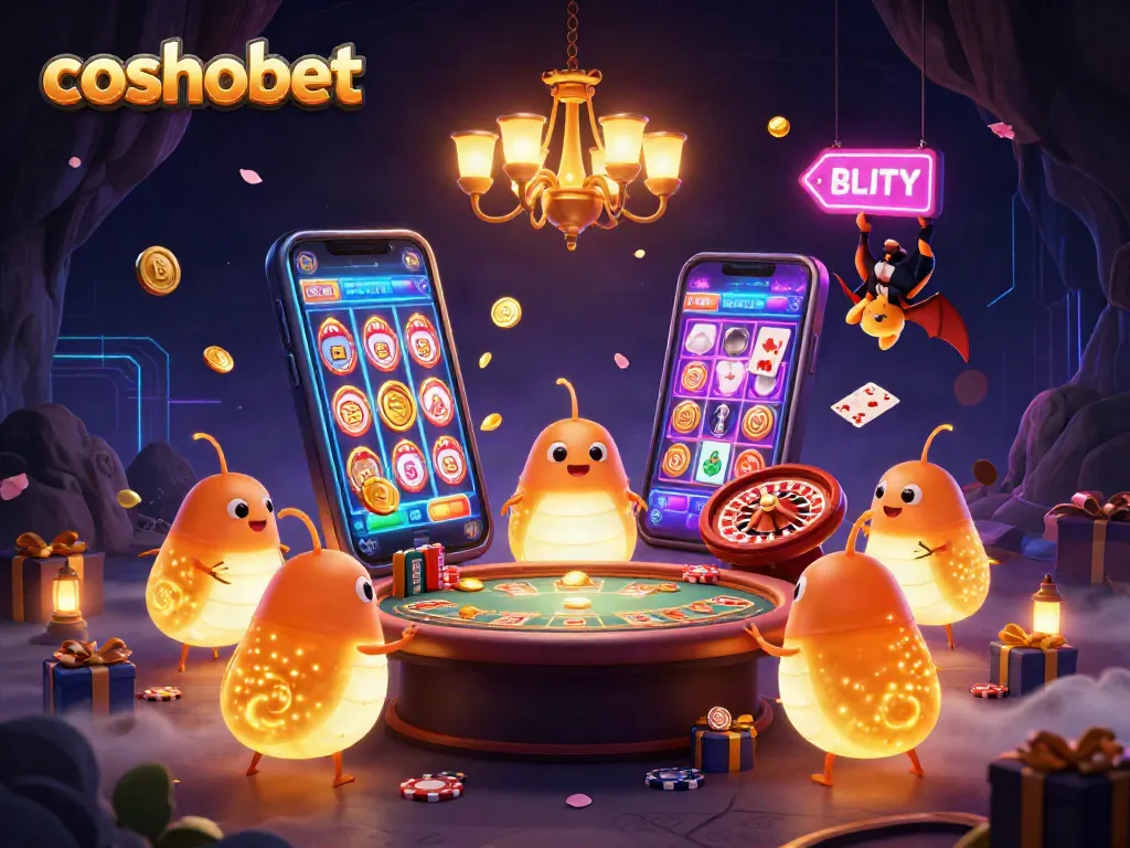 Win big at Cosmobet with vibrant casino scene featuring glowworms and exciting games.