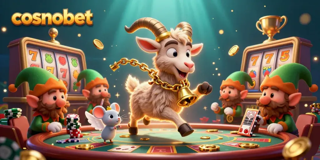 Engage with Cosmobet's festive yet spooky casino scene featuring Krampus and chaotic fun.