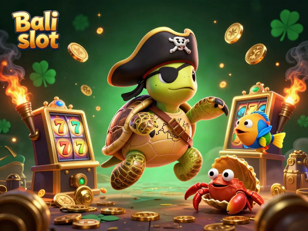 Experience gaming fun with Bali slot characters amidst enchanting treasures and slot elements.