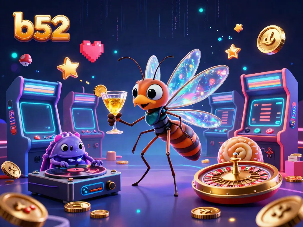 Experience vibrant gameplay at B52, featuring casino mascots and classic arcade themes.