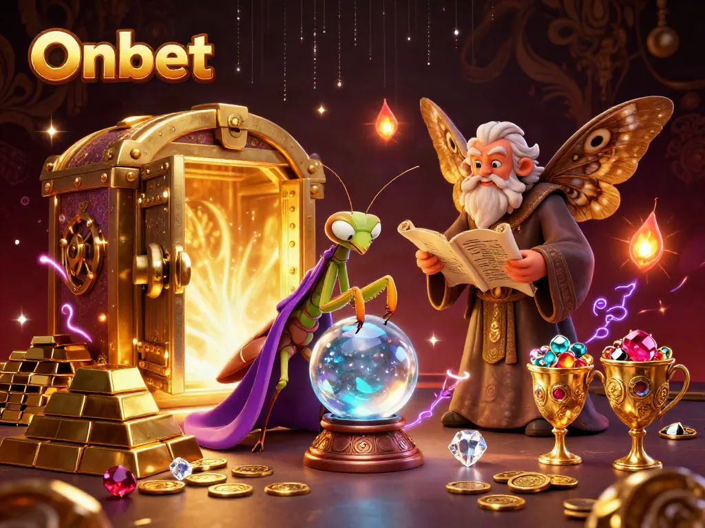 Experience amazing fortune at Onbet with mystical characters in a magical casino scene.