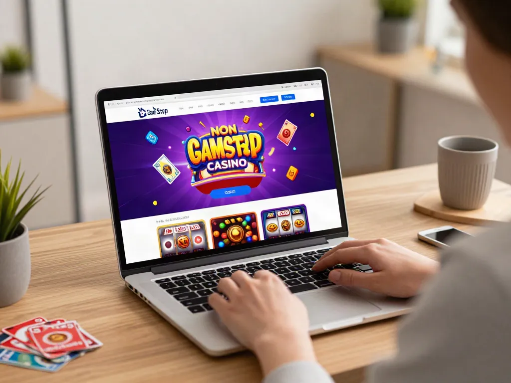 Exciting non gamstop casino UK scene with a player enjoying online casino games.