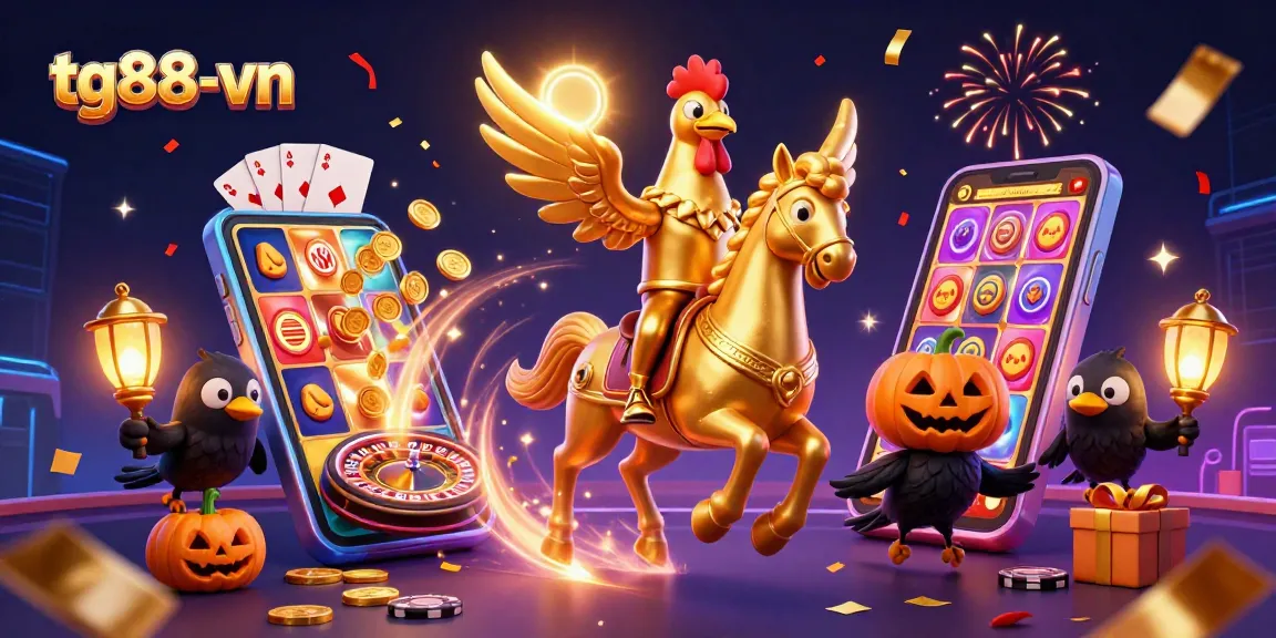 Experience thrilling gameplay at tg88-vn with a vibrant casino scene featuring golden rooster and gaming elements.