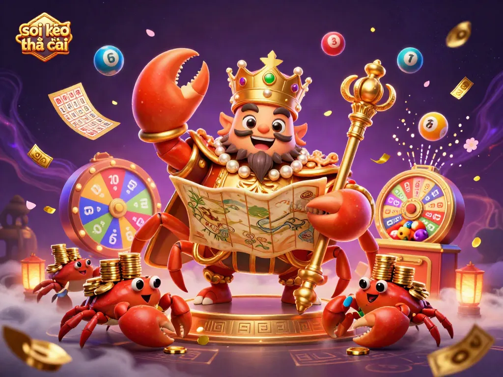 Engage with soi kèo nhà cái as a golden crab emperor leads a dynamic treasure hunt in this vibrant casino scene.