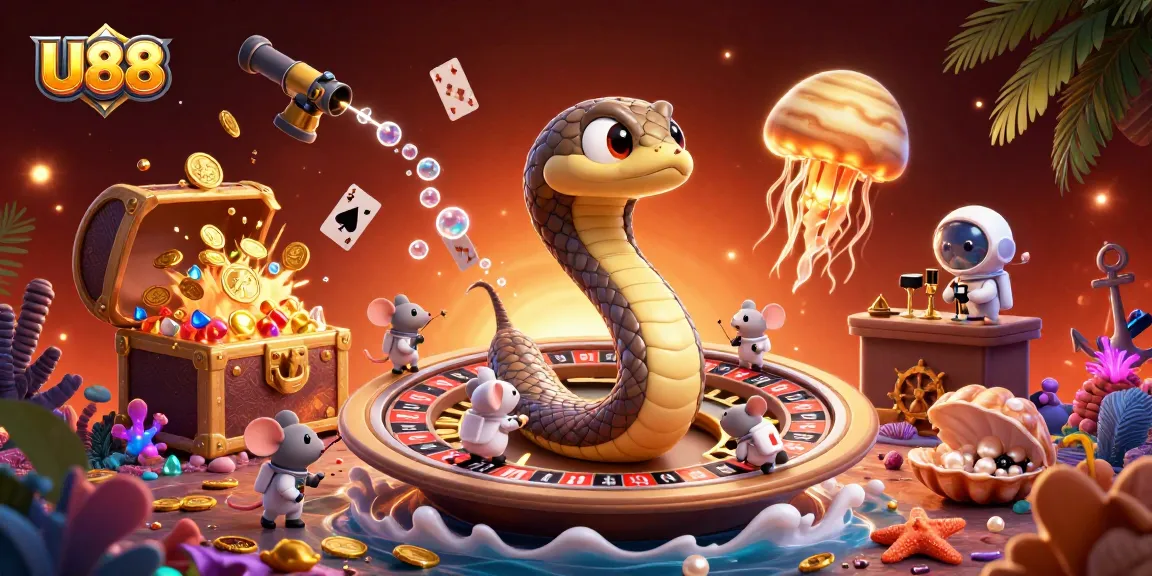 Experience thrilling betting with U88 in this vibrant 3D cosmic casino scene featuring playful astronauts.