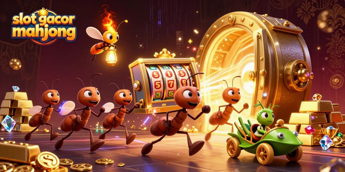 Experience the excitement of slot gacor mahjong as cartoon ants pull off a heist in a vibrant casino.