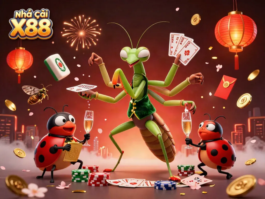 Engage with Nhà cái X88 in this vibrant casino scene showcasing gaming excitement.