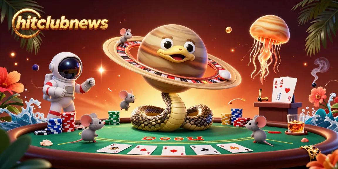 Engage in thrilling bets with hitclubnews as cartoon characters spin a roulette wheel among vibrant casino elements.