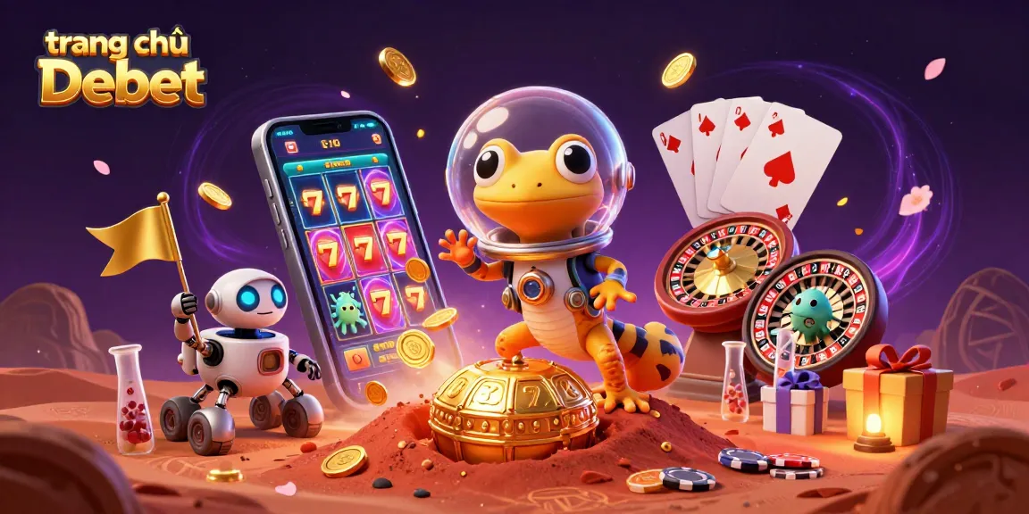 Experience the thrill of the golden casino on Mars at trang chủ Debet, featuring a Martian gecko and exciting games.