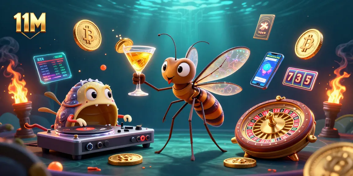 Engage in the lively 11M casino scene filled with dazzling slot reels and crypto elements.