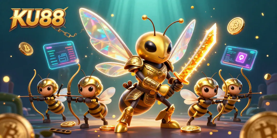 Engage with KU88's vibrant casino adventure featuring golden hornet warriors and cryptocurrency highlights.