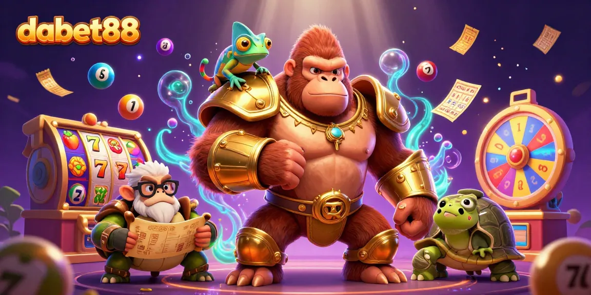 Engage with the exciting world of dabet88, featuring a strong casino king and colorful lottery elements.
